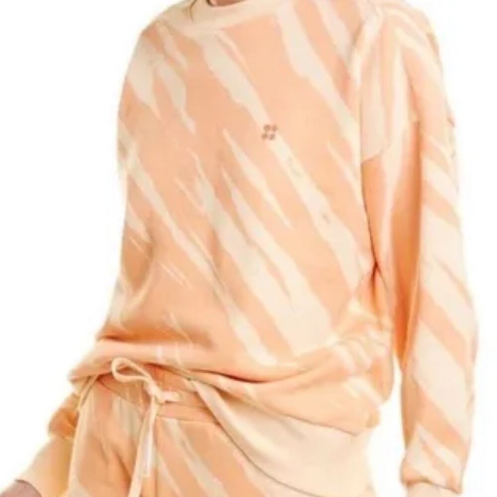 Sweaty Betty Essential Peachy Pink Tie Dye Print Crewneck Sweatshirt Size XS